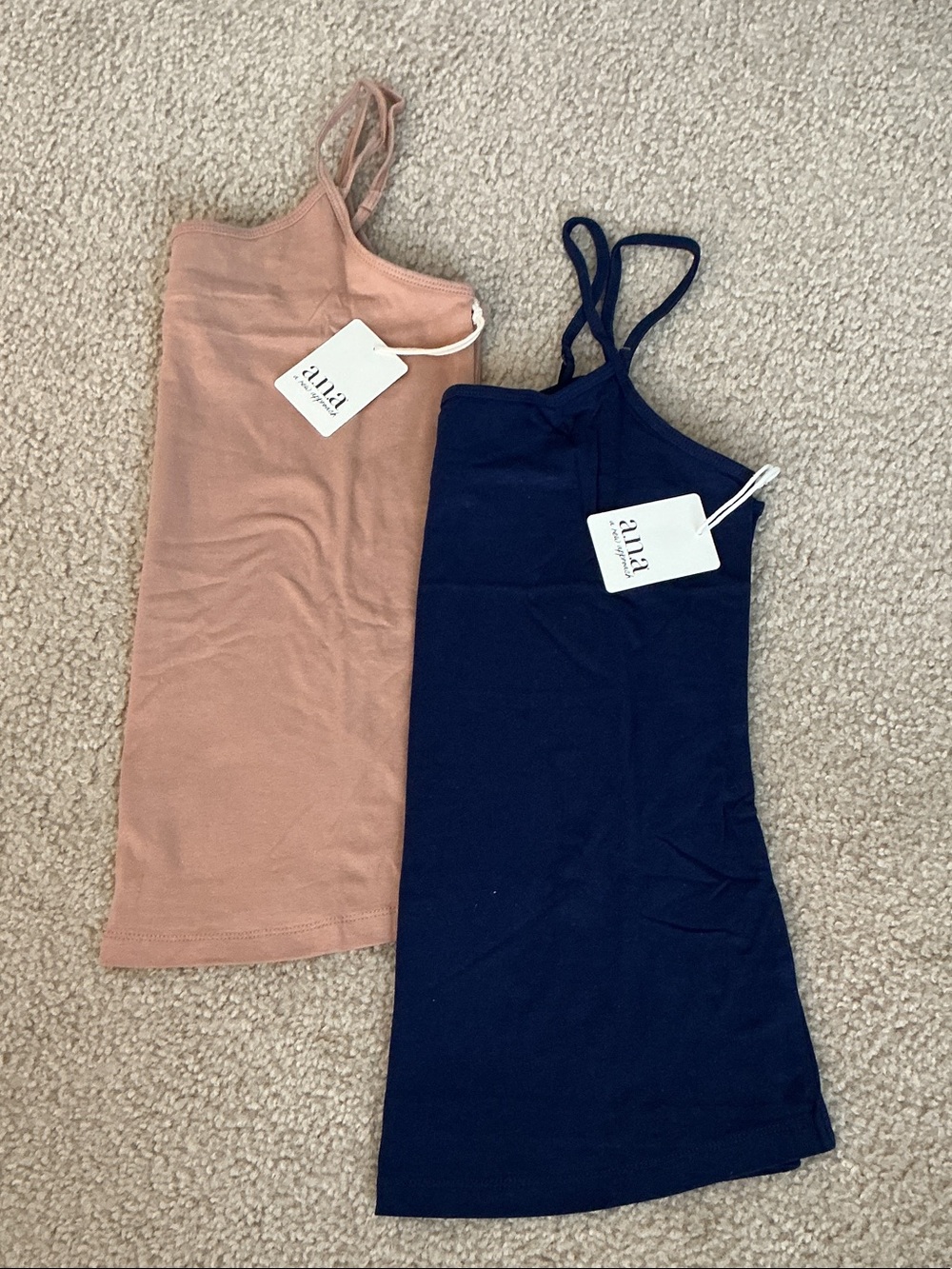 NWT a.n.a Bundle of 2 Women’s Camisole Tank Tops - Tan and Navy - Size M
